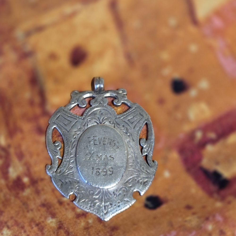 Antique Silver Pendant with Engraving